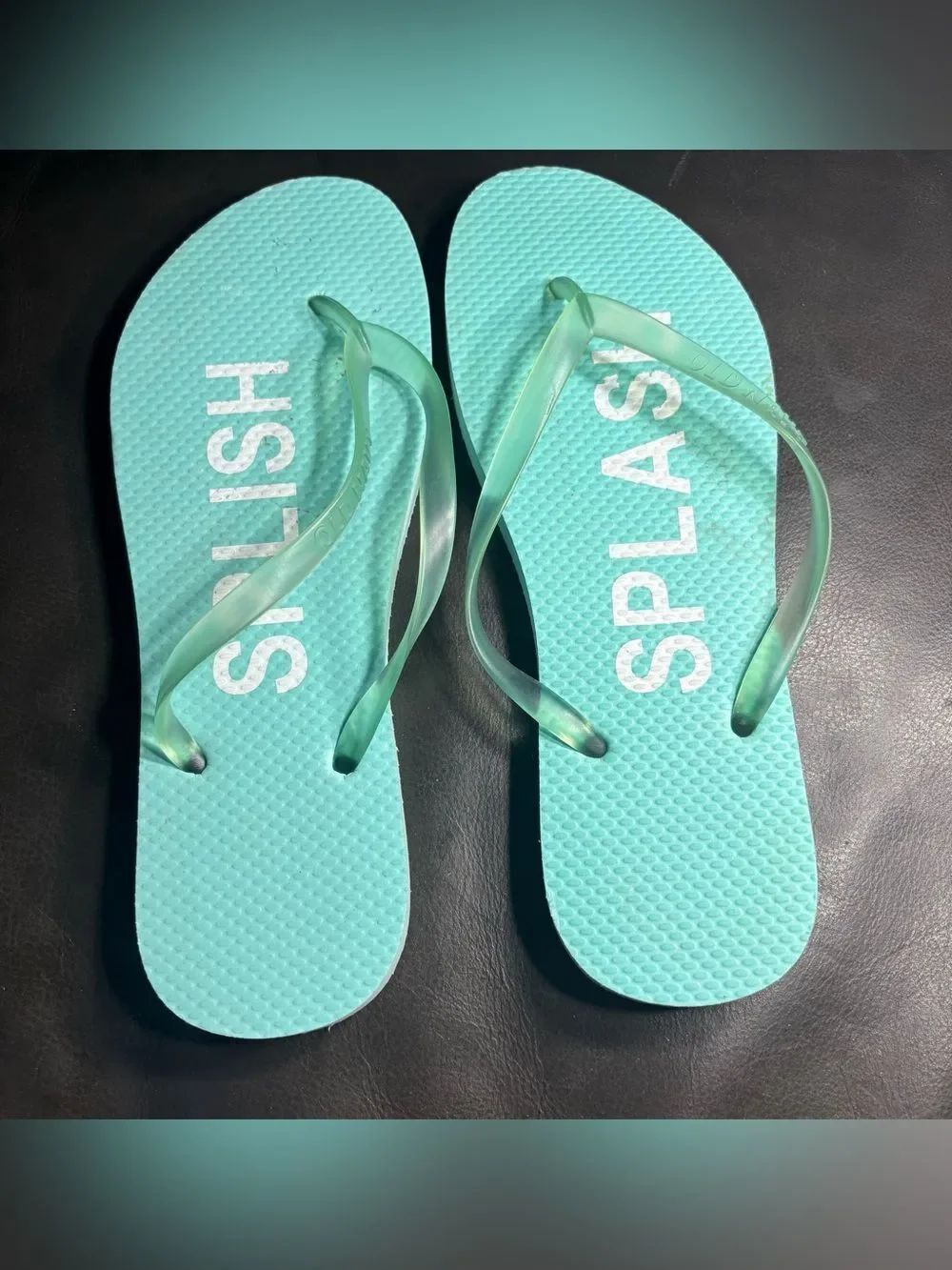 Old Navy Splish Splash Aqua Teal Flip Flops Size 9 -10 EPC